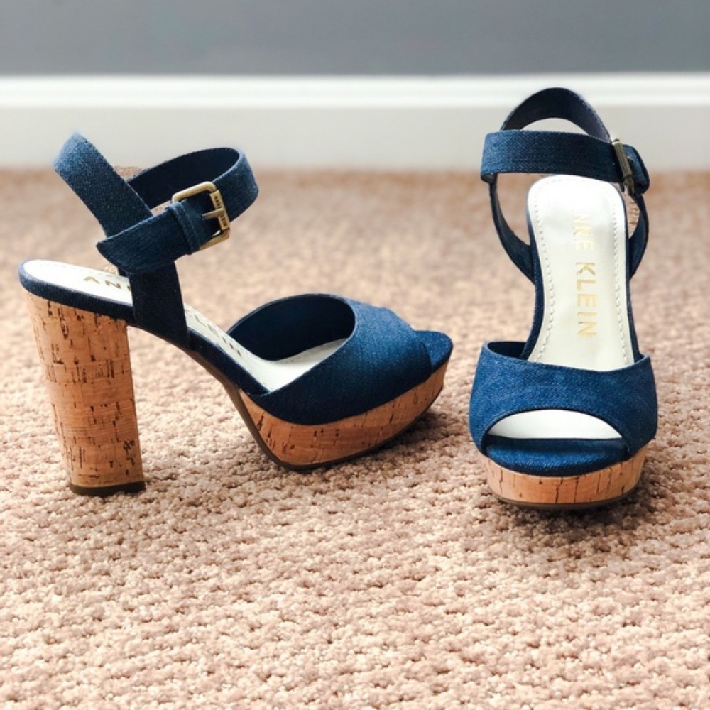 Anne Kleim Denim Platform Pumps
